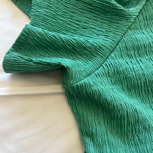 Ava & Viv Green Textured A Line Flutter Sleeve Dress Plus Size 3X Pockets - Picture 4 of 9